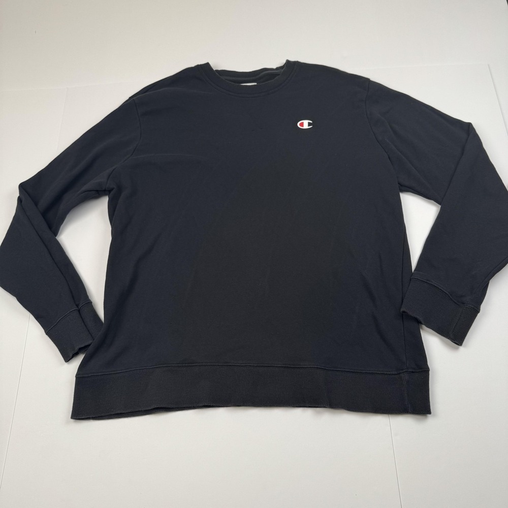 Champion Sweater Mens XL Crewneck Pullover Black Classic Athletic 1563551
